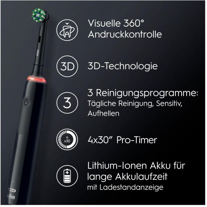 Oral-B 3900 Duo Cepillo Eléctrico Pro 3, Pack Doble Negro/Rosa, 3 Modos (Limpieza Diaria, Sensible, Blanqueador), 3 Cabezales 6