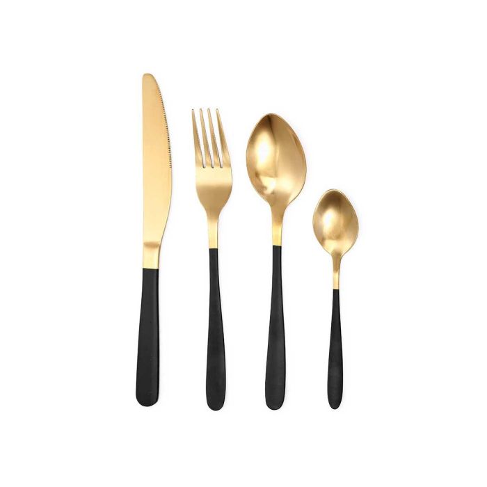 Set 16 Cubiertos Negro Dorado Kinvara 17x25x5cm (Set de 6) 1