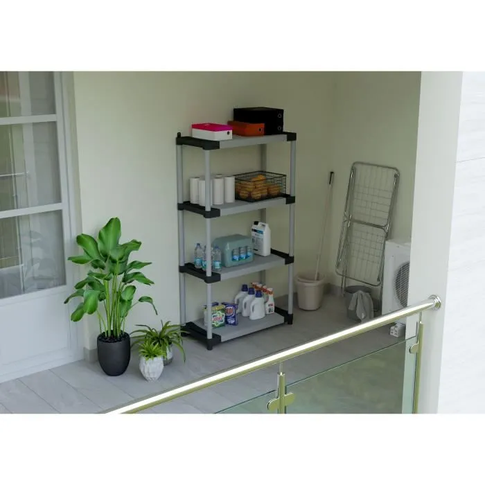 Tood Estantería de Plástico TOO8019053053187 con 5 Baldas, Carga 80 kg, 80x40x171 cm - Negro/Gris 2