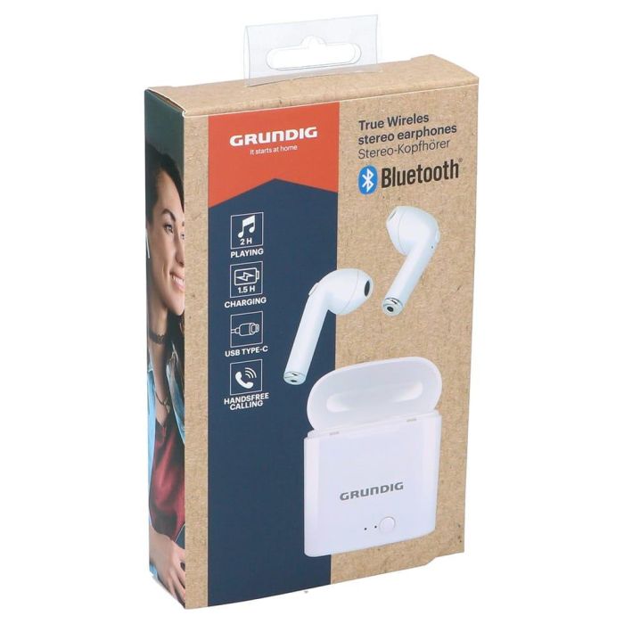 Auriculares inalámbricos earbuds con micro bluetooth con estuche blanco 2 Auriculares inalámbricos earbuds con micro bluetooth con estuche blanco 2