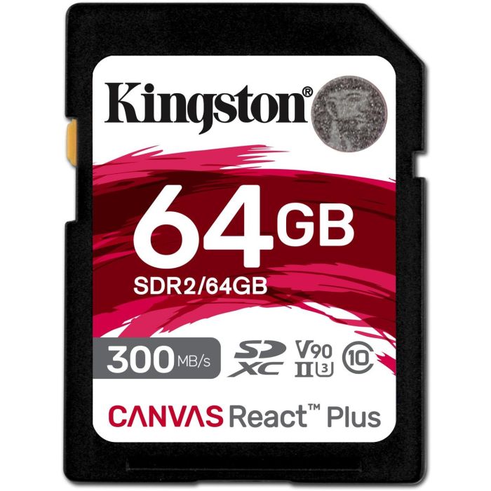 Kingston Canvas React Plus SDXC Tarjeta de Memoria 64GB 300MB/s para Grabación 4K/8K 0 Kingston Canvas React Plus SDXC Tarjeta de Memoria 64GB 300MB/s para Grabación 4K/8K 0