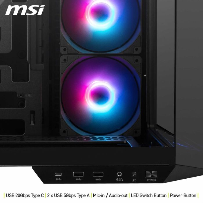 Caja Semitorre ATX MSI MAG PANO 100R PZ Negro 18 Caja Semitorre ATX MSI MAG PANO 100R PZ Negro 18