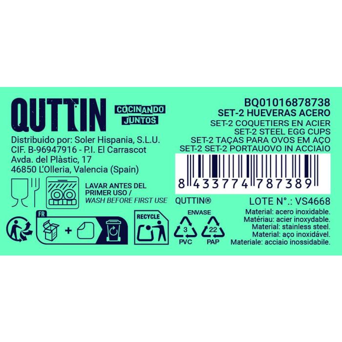 Quttin Set de 2 Hueveras de Acero 5 cm x 9.9 cm x 8 cm 11 Quttin Set de 2 Hueveras de Acero 5 cm x 9.9 cm x 8 cm 11