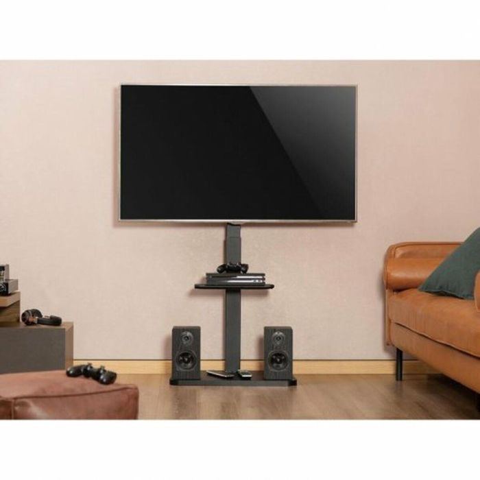 Equip Soporte de Suelo para TV, Compatible con VESA hasta 600x400, Ajustable en Altura, Capacidad de Carga 40kg, con Estante para Equipos y Gestión de Cables 2