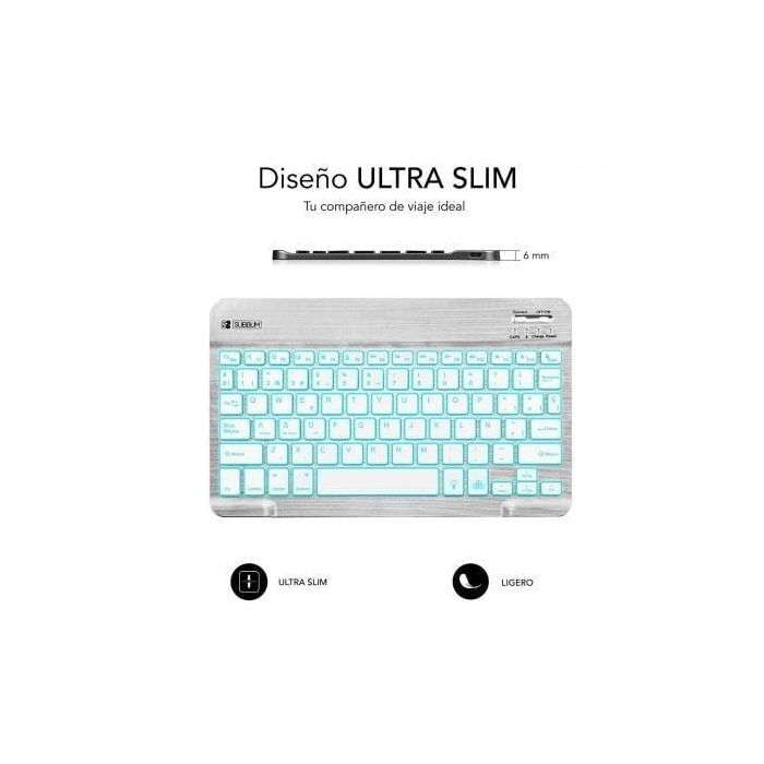 SUBBLIM TECLADO SMART BACKLIT BLUETOOTH SILVER QWERTY Español Plata, Blanco 2 SUBBLIM TECLADO SMART BACKLIT BLUETOOTH SILVER QWERTY Español Plata, Blanco 2