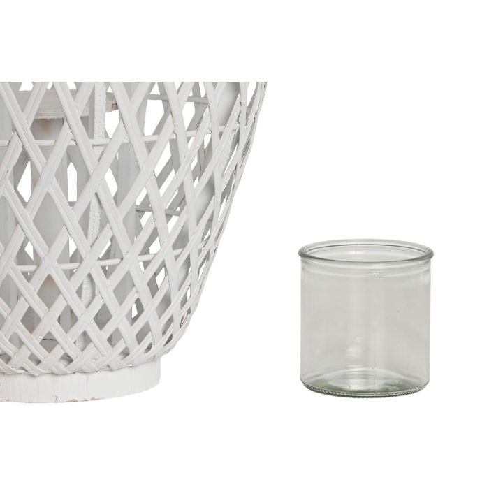 DKD Home Decor Portavelas Blanco Bambu Cristal 32 x 60 x 32 cm (2 Unidades) 2 DKD Home Decor Portavelas Blanco Bambu Cristal 32 x 60 x 32 cm (2 Unidades) 2
