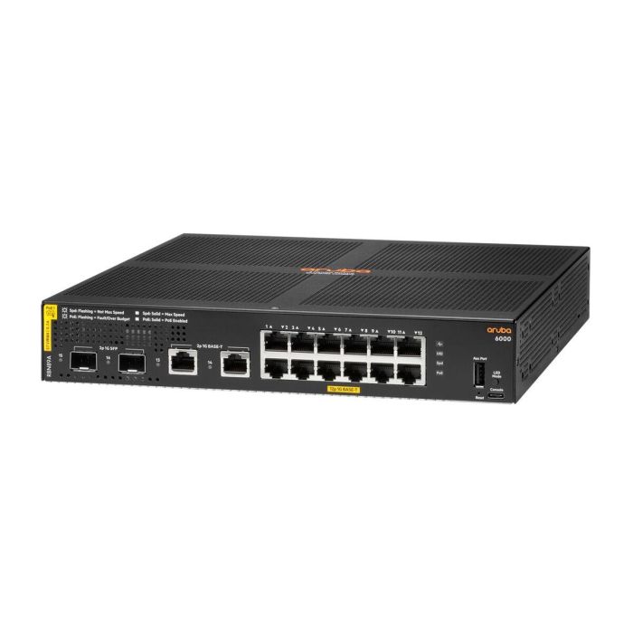 HP Enterprise Aruba 6000 12G + 2G/2SFP PoE+ (139W) Switch Gestionado L3 Montaje en Rack 1