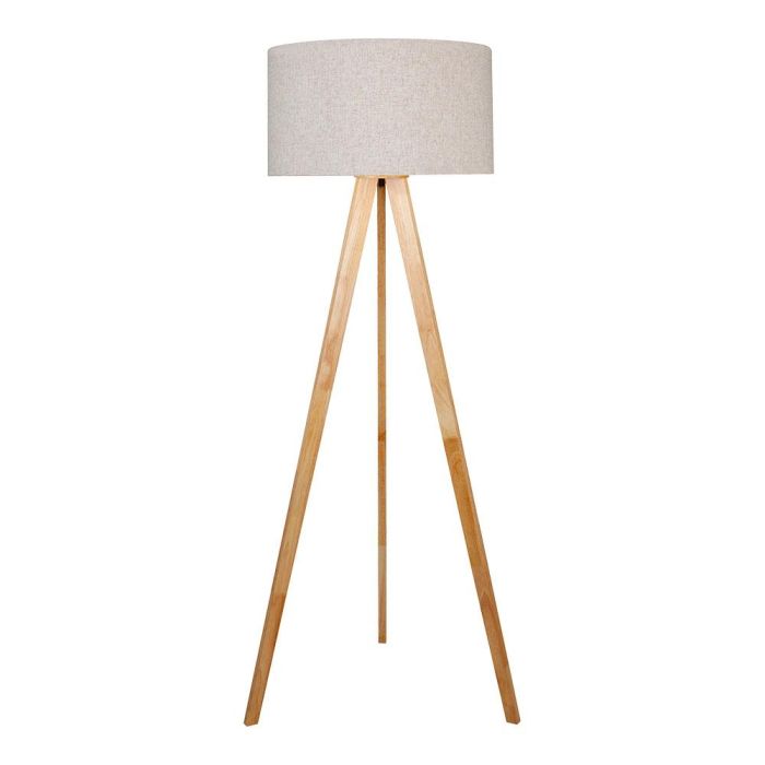 Lámpara de pie e27 madera, hierro y tela ø50 x 28 cm Lámpara de pie e27 madera, hierro y tela ø50 x 28 cm
