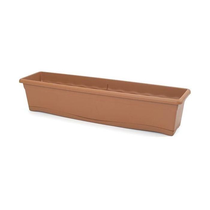 Plastiken Jardinera con plato integrado color terracota 80x20cm en polipropileno Plastiken Jardinera con plato integrado color terracota 80x20cm en polipropileno