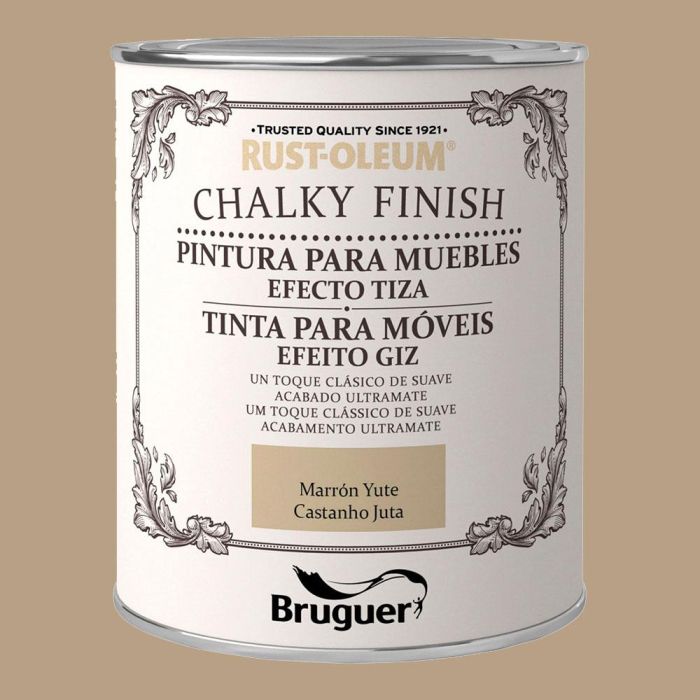 Bruguer Rust-oleum Chalky Finish Pintura a la Tiza Marrón Yute 0,750L 5397544 - Acabado Ultra Mate, Efecto Empolvado 0 Bruguer Rust-oleum Chalky Finish Pintura a la Tiza Marrón Yute 0,750L 5397544 - Acabado Ultra Mate, Efecto Empolvado 0