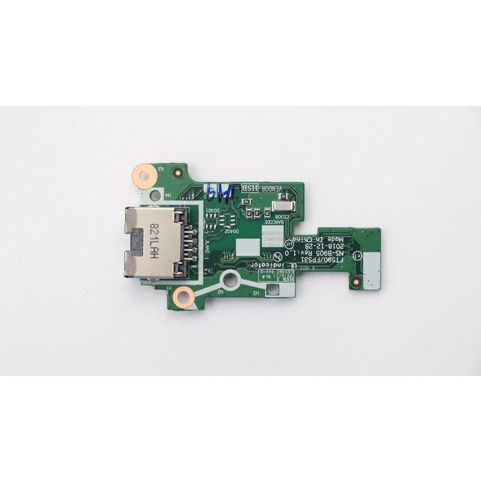 Lenovo RJ45 board for Ethernet connectivity, designed for Lenovo ThinkPad T15 and T590 models, genuine replacement part. Lenovo RJ45 board for Ethernet connectivity, designed for Lenovo ThinkPad T15 and T590 models, genuine replacement part.