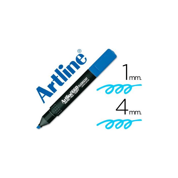 Rotulador Artline Fluorescente Ek-660 Azul Punta Biselada 12 unidades