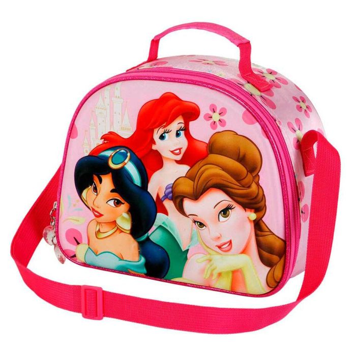 Disney Princesas Bolsa Portamerienda 3D Palace con Forro Isotérmico, Asa Bandolera Ajustable, Rosa 1