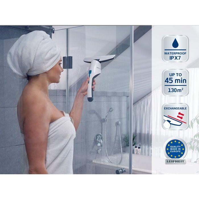 LEIFHEIT 51035 - Aspirador de baño y cristal Nemo - Depósito 60ml - Autonomía 45min - IPX7 - Diseño ergonómico y estilizado 1