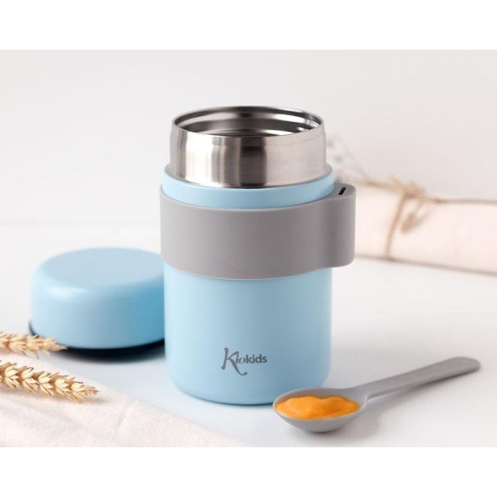 KioKids Termo Papillero De Acero Inoxidable 500 mL Con Cuchara Azul 1