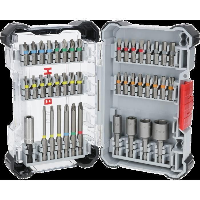 Bosch 2607017723 Juego de puntas de destornillador, 43 piezas, acero S2, caja de herramientas con sistema de seleccíon y clic.