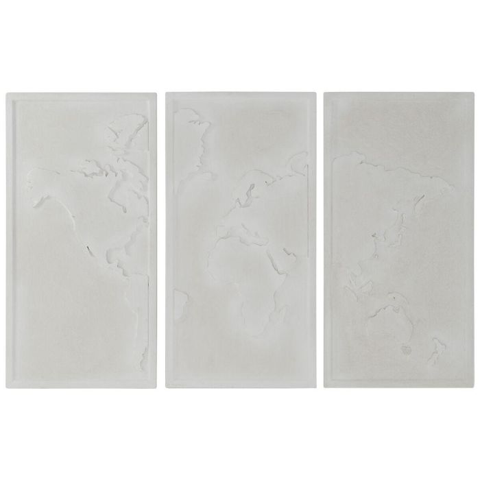 Decoración de Pared Home ESPRIT Blanco Moderno Mapamundi 180 x 4 x 120 cm (3 Piezas)