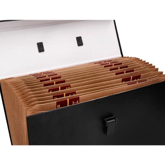 Liderpapel Maletín Clasificadora con Fuelle y Asa, 19 Departamentos, Cartón Forrado, Negro, 390x255x120 mm 5