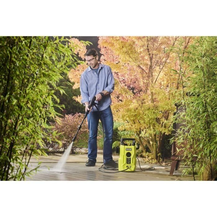 Hidrolimpiadora de alta presión - RYOBI - 1400 W - 110 bares - 390 L - Manguera de PVC de 5 m - Lanza Vario - Lanza Turbo - Boquilla detergente 0,35 L 4 Hidrolimpiadora de alta presión - RYOBI - 1400 W - 110 bares - 390 L - Manguera de PVC de 5 m - Lanza Vario - Lanza Turbo - Boquilla detergente 0,35 L 4