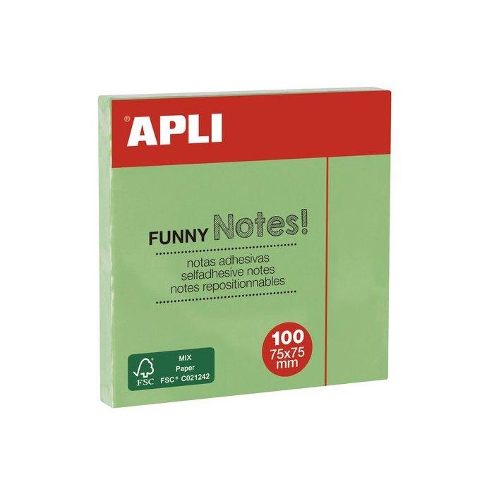 Notas Adhesivas Apli 75X75 100H Pastel Verde 12 unidades