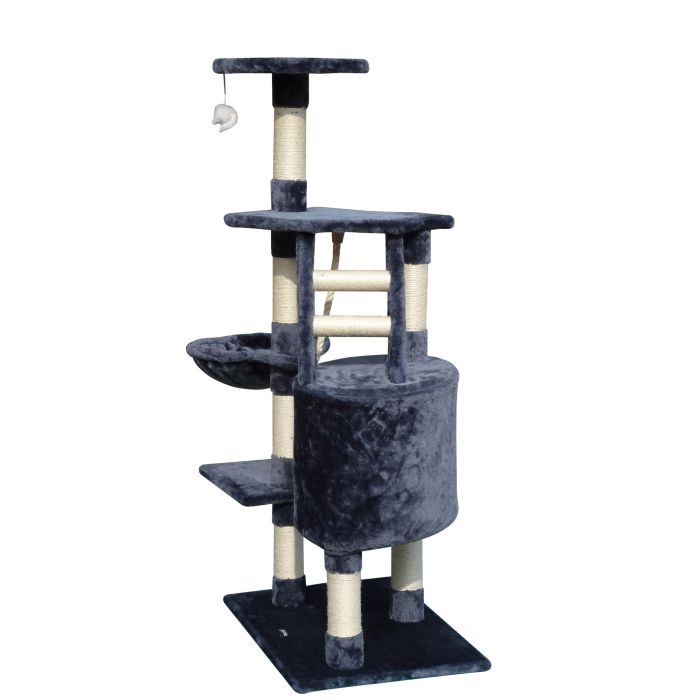 Gloria Árbol Rascador Sinu para Gatos, Gris, 55x40x120 cm – Ideal para Varios Gatos con Plataformas, Cueva y Postes de Sisal 2