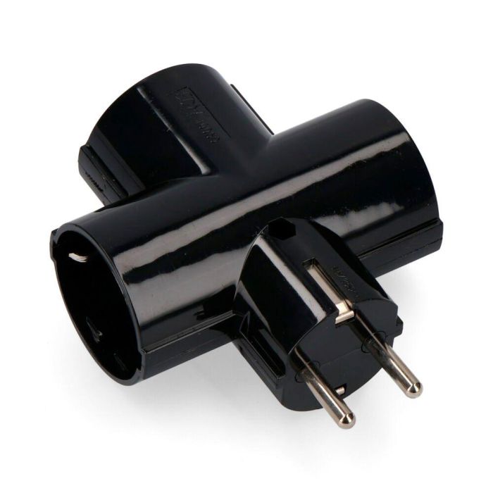 Edm Clavija Triple Schuko T/TL 4.8mm 16A 250V Máx 3680W Baquelita Negra Envasada Edm Clavija Triple Schuko T/TL 4.8mm 16A 250V Máx 3680W Baquelita Negra Envasada