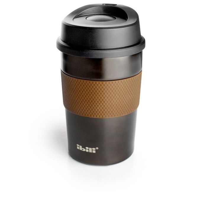 Ibili Vaso Térmico Doble Pared Luxe Café 360 ml - Apertura Rosca Hermética, Grip Ergonómico, Libre de BPA
