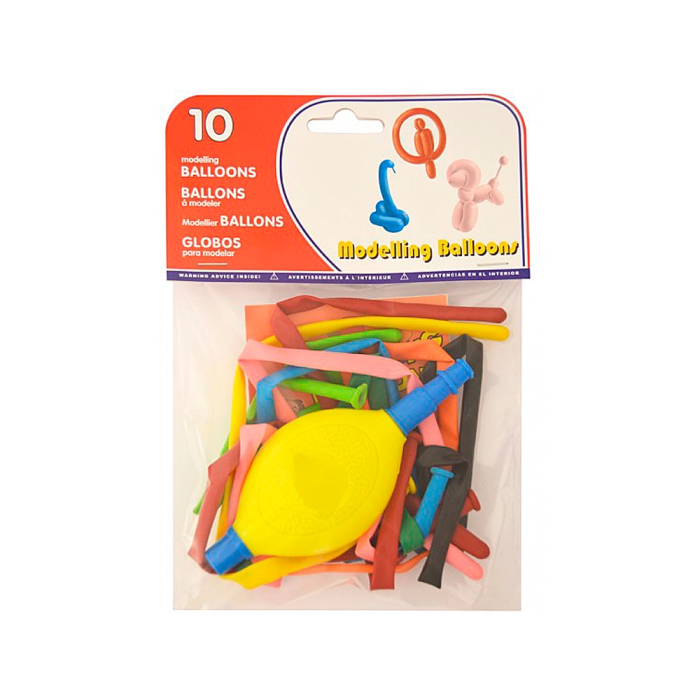 Blanca Globos 100% latex biodegradable para modelar con inflador, bolsa de 10 unidades 1