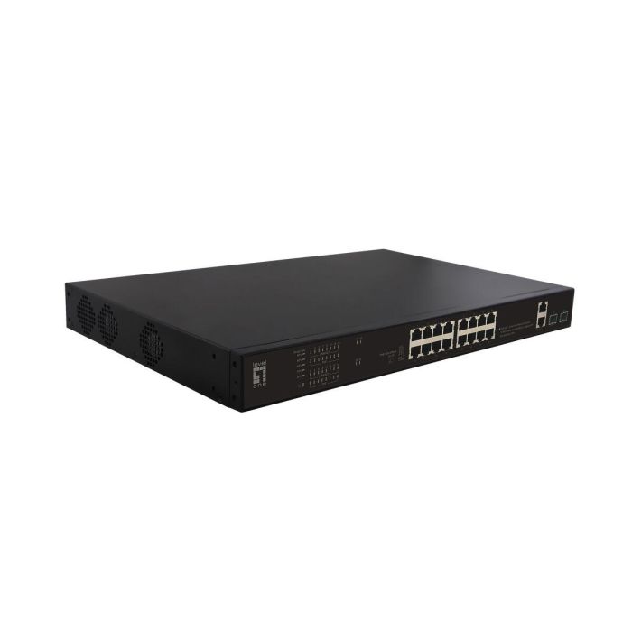 Level One FGP-2031 Switch 16x FE 2xGE 2xGSFP 19" con 16 puertos PoE+ 270W