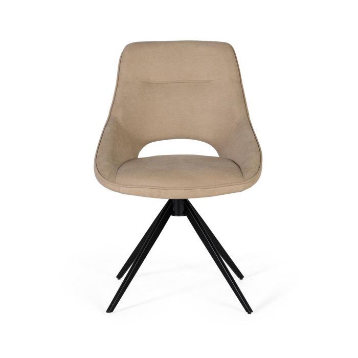 Giner Y Colomer Lote de 2 Sillas Giratorias Tapizadas en Tela Beige con Estructura de Acero Negro 1