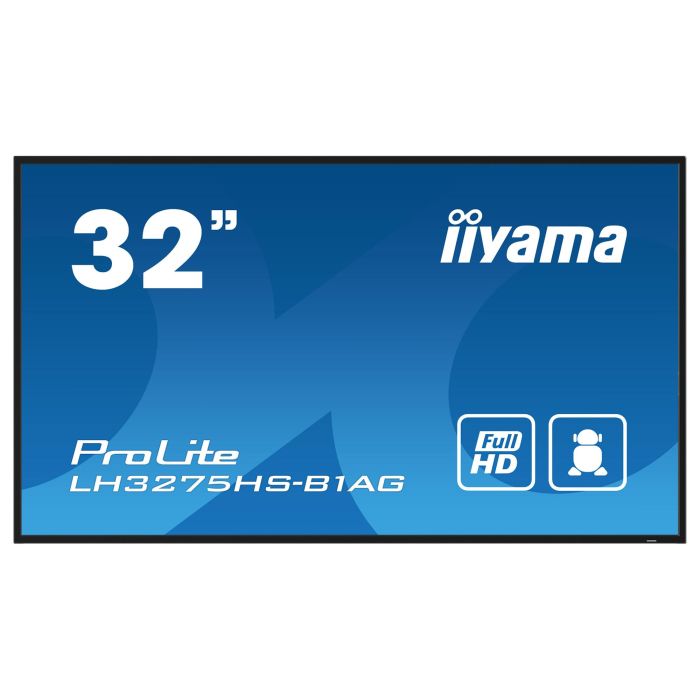 Iiyama ProLite LH3275HS-B1AG - Monitor Digital Android 11 de 32" Full HD IPS Panel 500 cd/m², Orientación Horizontal/Vertical, 24/7, Wi-Fi, LAN, HDMI, DisplayPort, USB