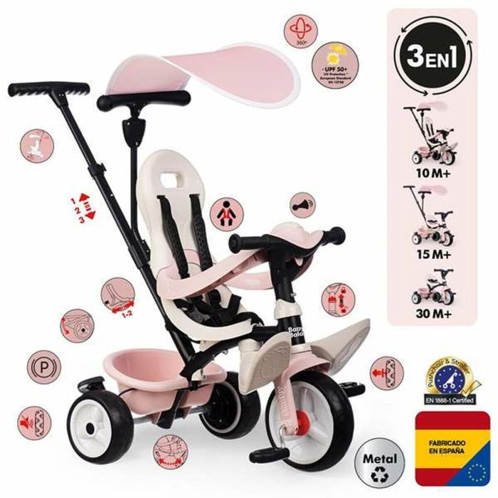 Smoby SMO7600741404 Triciclo de Paseo para Bebés Rosa 18 Smoby SMO7600741404 Triciclo de Paseo para Bebés Rosa 18