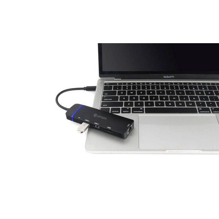 eSTUFF Hub Móvil USB-C 5-en-1, HDMI 4K, USB, Red, Power Delivery 100W para Laptops, Windows, macOS, ChromeOS, iOS, Android 1 eSTUFF Hub Móvil USB-C 5-en-1, HDMI 4K, USB, Red, Power Delivery 100W para Laptops, Windows, macOS, ChromeOS, iOS, Android 1