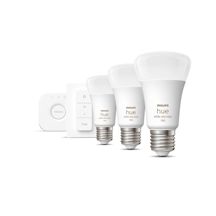 Philips Hue White & Color Ambiance Kit Básico, 3 Bombillas E27 y Control Remoto 3 Philips Hue White & Color Ambiance Kit Básico, 3 Bombillas E27 y Control Remoto 3