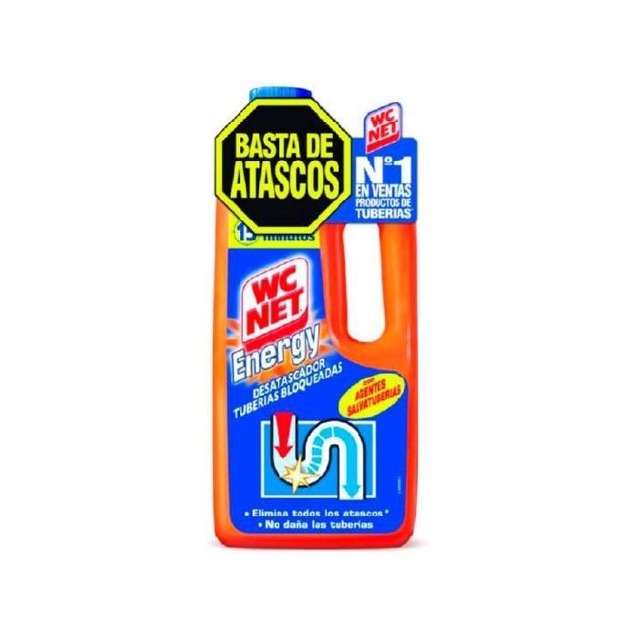WC Net Gel Limpiador Desatascador de Tuberías Energy 1 L Botella - Elimina Olores Instantáneamente y Previene Residuos