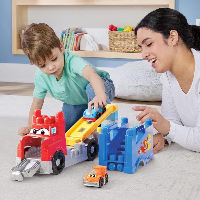 Mega Bloks Camión de Carreras y Construcción para Bebés con 2 Coches, +12 Meses 2