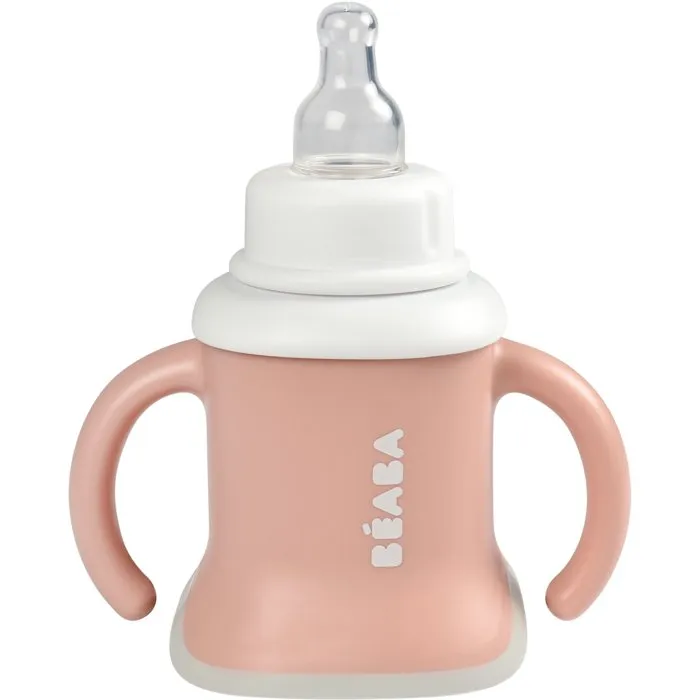 Beaba Taza de Aprendizaje Evoluclip 3 en 1: Biberón, Botella y Vaso - Rosa Antiguo 2 Beaba Taza de Aprendizaje Evoluclip 3 en 1: Biberón, Botella y Vaso - Rosa Antiguo 2