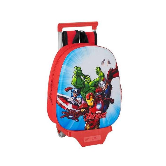 Mochila Escolar 3D con Ruedas 705 The Avengers Rojo