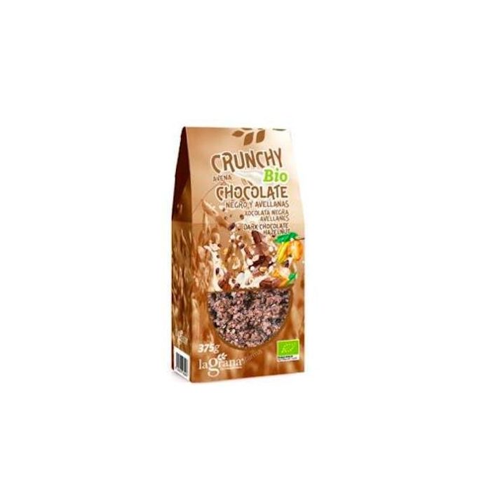LA GRANA Crunchy de Avena con Chocolate y Avellanas Bio 375g - Muesli Crujiente Ecológico
