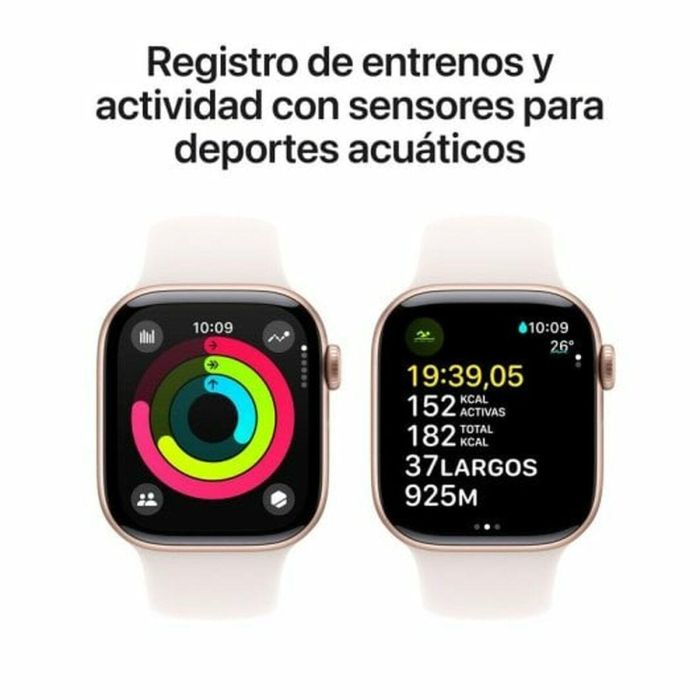 Apple Watch Series 10 GPS, 42 mm Caja de Aluminio en Oro Rosa con Pulsera Deportiva - A2997, Resistente al Agua, GPS, Monitor de Ritmo Cardíaco, iOS 6 Apple Watch Series 10 GPS, 42 mm Caja de Aluminio en Oro Rosa con Pulsera Deportiva - A2997, Resistente al Agua, GPS, Monitor de Ritmo Cardíaco, iOS 6