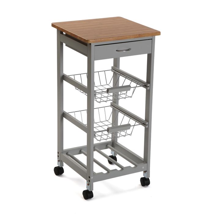 Carro C/ Ruedas 2 Cestas Gris Versa 37X76CM Carro C/ Ruedas 2 Cestas Gris Versa 37X76CM