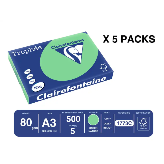 Trophee Papel Color A3 80gr Verde Pastel Paquete 500 Hojas 1 Trophee Papel Color A3 80gr Verde Pastel Paquete 500 Hojas 1