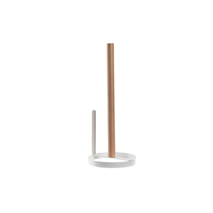 DKD Home Decor Yamazaki 22 Portarrollos de Baño de Metal y Pino, Colores Blanco y Natural, 13 x 31.5 x 13 cm