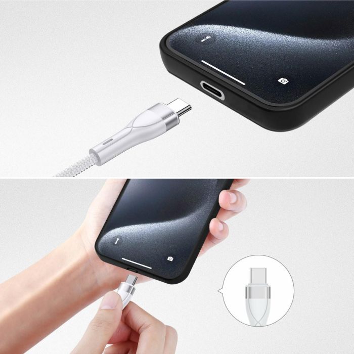 4smarts 541024 Cable Multi-Carga 4in2 USB-A/C a USB-C/Micro USB/Lightning Trenzado 1.2m Blanco 15W 5