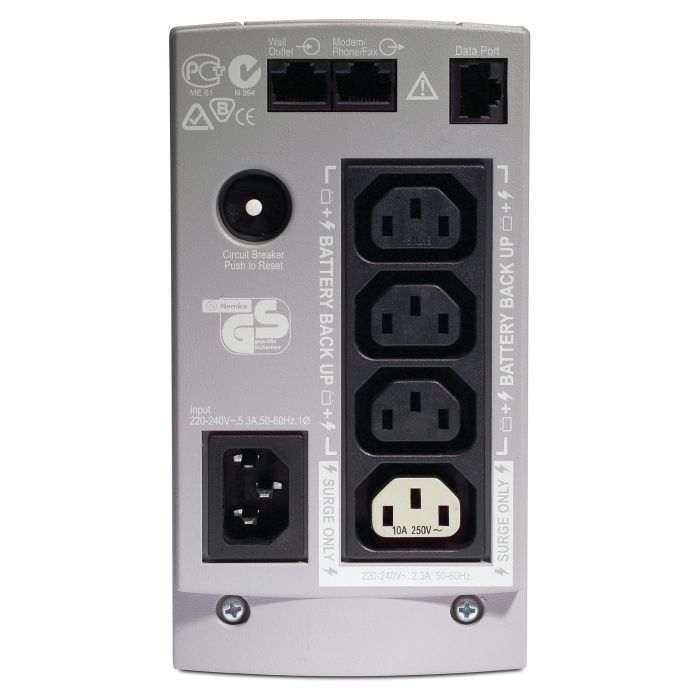 APC Back-UPS BK500EI 500VA 300W Torre UPS 230V 4 Salidas 12V 7Ah 2