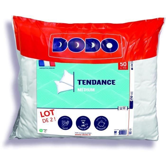 Juego de 2 almohadas Trendy 50x70 cm - 100% Poliéster - DODO 3 Juego de 2 almohadas Trendy 50x70 cm - 100% Poliéster - DODO 3