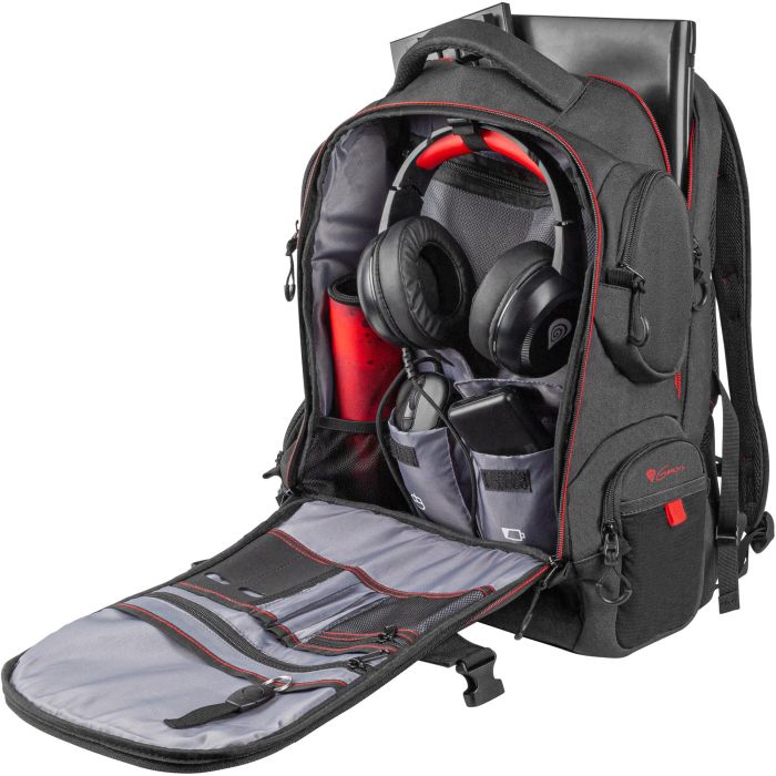 GENESIS Pallad 550 Mochila Gaming para Portátiles 17.3 pulgadas, Negro Rojo, Resistente al Agua y Golpes, con Múltiples Compartimentos 1 GENESIS Pallad 550 Mochila Gaming para Portátiles 17.3 pulgadas, Negro Rojo, Resistente al Agua y Golpes, con Múltiples Compartimentos 1