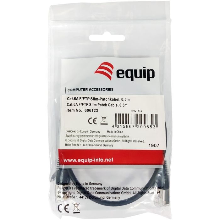 Equip Patchkabel Cat6A F/FTP 2xRJ45 0.50m sw Slim LSZH Polybeutel 3