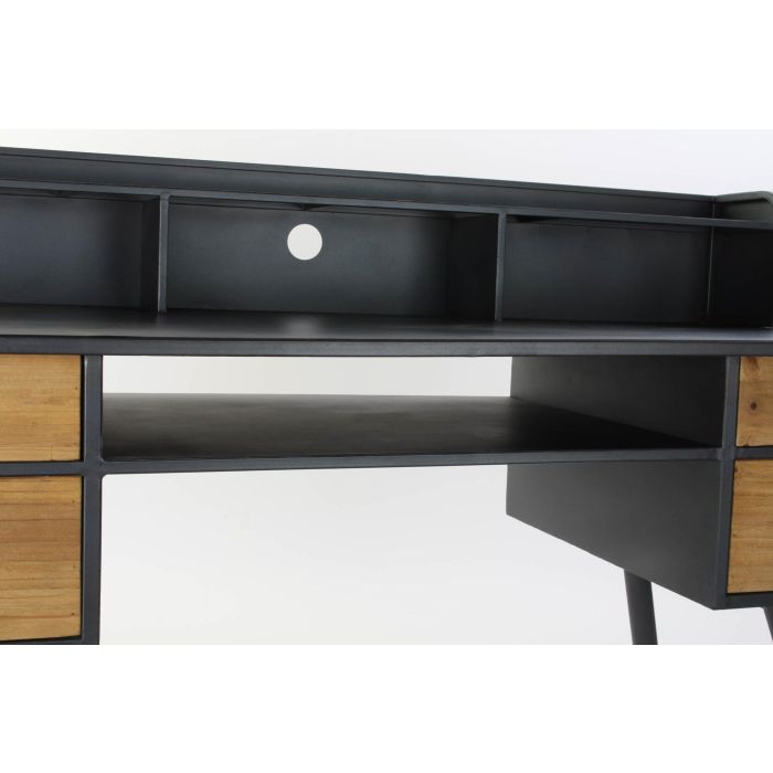 DKD Home Decor Escritorio Vintage Negro Natural Abeto Metal 135 cm Ancho x 60 cm Fondo x 95 cm Alto con 4 Cajones Desmontable 3 DKD Home Decor Escritorio Vintage Negro Natural Abeto Metal 135 cm Ancho x 60 cm Fondo x 95 cm Alto con 4 Cajones Desmontable 3