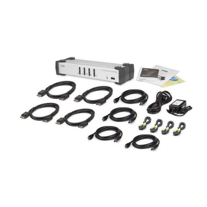 Aten CS1914 Switch KVMP 4 Puertos USB 3.1 Gen 1 DisplayPort 1.1 con Audio y Cables Incluidos 3